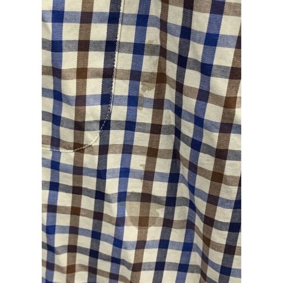 Peter Millar Brown Multicolor Cotton Plaid Long Sleeve Button Collar Shirt M - Picture 4 of 9